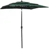 vidaXL Parasol à 3 niveaux avec mât en aluminium Vert 2x2 m