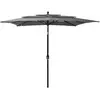 vidaXL Parasol à 3 niveaux avec mât en aluminium Anthracite 2,5x2,5 m