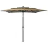vidaXL Parasol à 3 niveaux avec mât en aluminium Taupe 2,5x2,5 m