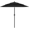 vidaXL Parasol à 3 niveaux avec mât en aluminium Noir 2,5 m
