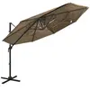 vidaXL Parasol à 4 niveaux avec mât en aluminium Taupe 3x3 m