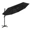 vidaXL Parasol à 4 niveaux avec mât en aluminium Noir 3x3 m