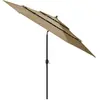 vidaXL Parasol à 3 niveaux avec mât en aluminium Taupe 3 m