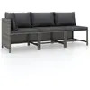 vidaXL Salon de jardin 3 pcs avec coussins Résine tressée Gris