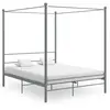 vidaXL Vidaxl Cadre De Lit À Baldaquin Sans Matelas Gris Métal 160x200 Cm