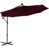 vidaXL Parasol déporté à LED et mât en acier Rouge bordeaux