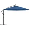 vidaXL Parasol déporté avec lumières LED Bleu azuré 350 cm