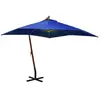 vidaXL Parasol suspendu avec mât Bleu azuré 3x3 m Bois de sapin massif