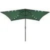vidaXL Parasol avec LED et mât en acier Vert 2x3 m
