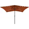 vidaXL Parasol avec LED et mât en acier Terre cuite 2x3 m