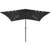 vidaXL Parasol avec LED et mât en acier Noir 2x3 m