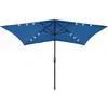 vidaXL Parasol avec LED et mât en acier Bleu azuré 2x3 m