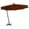 vidaXL Parasol suspendu avec mât Terre cuite 3,5x2,9 m Bois de sapin