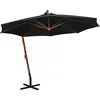 Vidaxl - Parasol suspendu avec mât Noir 3,5x2,9 m Bois de sapin massif