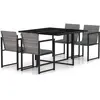 vidaXL Mobilier à dîner de jardin 5pcs et coussins Résine tressée Gris