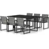 vidaXL Mobilier à dîner de jardin 7pcs et coussins Résine tressée Gris