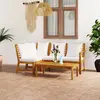 vidaXL Salon de jardin 4 pcs avec coussin Crème Bois d'acacia solide