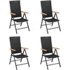 vidaXL Vidaxl Chaises De Jardin Lot De 4 Résine Tressée Noir