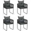 vidaXL Chaises d'extérieur 4 pcs avec oreillers Résine tressée Noir