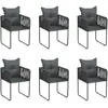 vidaXL Chaises d'extérieur 6 pcs avec oreillers Résine tressée Noir