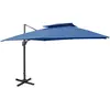 vidaXL Parasol déporté avec double toit 300x300 cm bleu azur