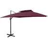 vidaXL Parasol déporté avec double toit 300x300 cm rouge bordeaux