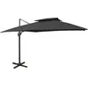 vidaXL Parasol déporté avec double toit 300x300 cm noir