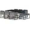 vidaXL Salon de jardin 11 pcs avec coussins Résine tressée Gris