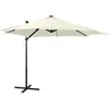 vidaXL Parasol déporté avec mât et lumières LED Sable 300 cm