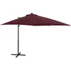 vidaXL Parasol déporté avec mât et lumières LED Rouge bordeaux 250 cm