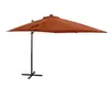 vidaXL Parasol déporté avec mât et lumières LED Terre cuite 250 cm