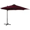 vidaXL Parasol déporté avec mât et lumières LED Rouge bordeaux 300 cm