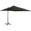 vidaXL Parasol déporté avec mât et lumières LED Noir 250 cm