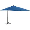 vidaXL Zweefparasol met paal en LED-verlichting 250 cm azuurblauw312325