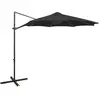 vidaXL Parasol déporté avec mât et lumières LED Noir 300 cm