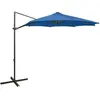 vidaXL Zweefparasol met paal en LED-verlichting 300 cm azuurblauw312341