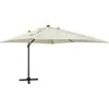 vidaXL Parasol déporté avec mât et lumières LED Sable 300 cm