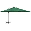 vidaXL Parasol déporté avec mât et lumières LED Vert 300 cm