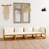 vidaXL Canapé de jardin à 4 places avec coussin Crème Bois d'acacia