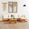 vidaXL Salon de jardin 6 pcs avec coussin Crème Bois d'acacia solide