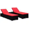 vidaXL Chaises longues de jardin table à thé 3 pcs Résine tressée Noir