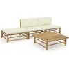 vidaXL Salon de jardin 4 pcs avec coussins blanc crème Bambou