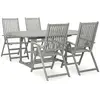 vidaXL Mobilier à dîner de jardin 5 pcs Bois d'acacia massif Gris