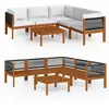 vidaXL Salon de jardin 6 pcs avec coussins Crème Bois d'acacia solide