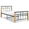 vidaXL Cadre de lit sans matelas métal bois de chêne massif 90x200 cm