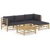 vidaXL Salon de jardin 5 pcs avec coussins gris foncé Bambou