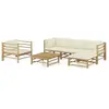 vidaXL Salon de jardin 6 pcs avec coussins blanc crème Bambou