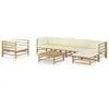 vidaXL Salon de jardin 7 pcs avec coussins blanc crème Bambou