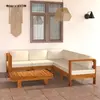 vidaXL Salon de jardin 6 pcs avec coussins blanc crème Bois d'acacia