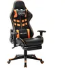 vidaXL Chaise de jeu avec repose-pied Noir et orange Cuir artificiel